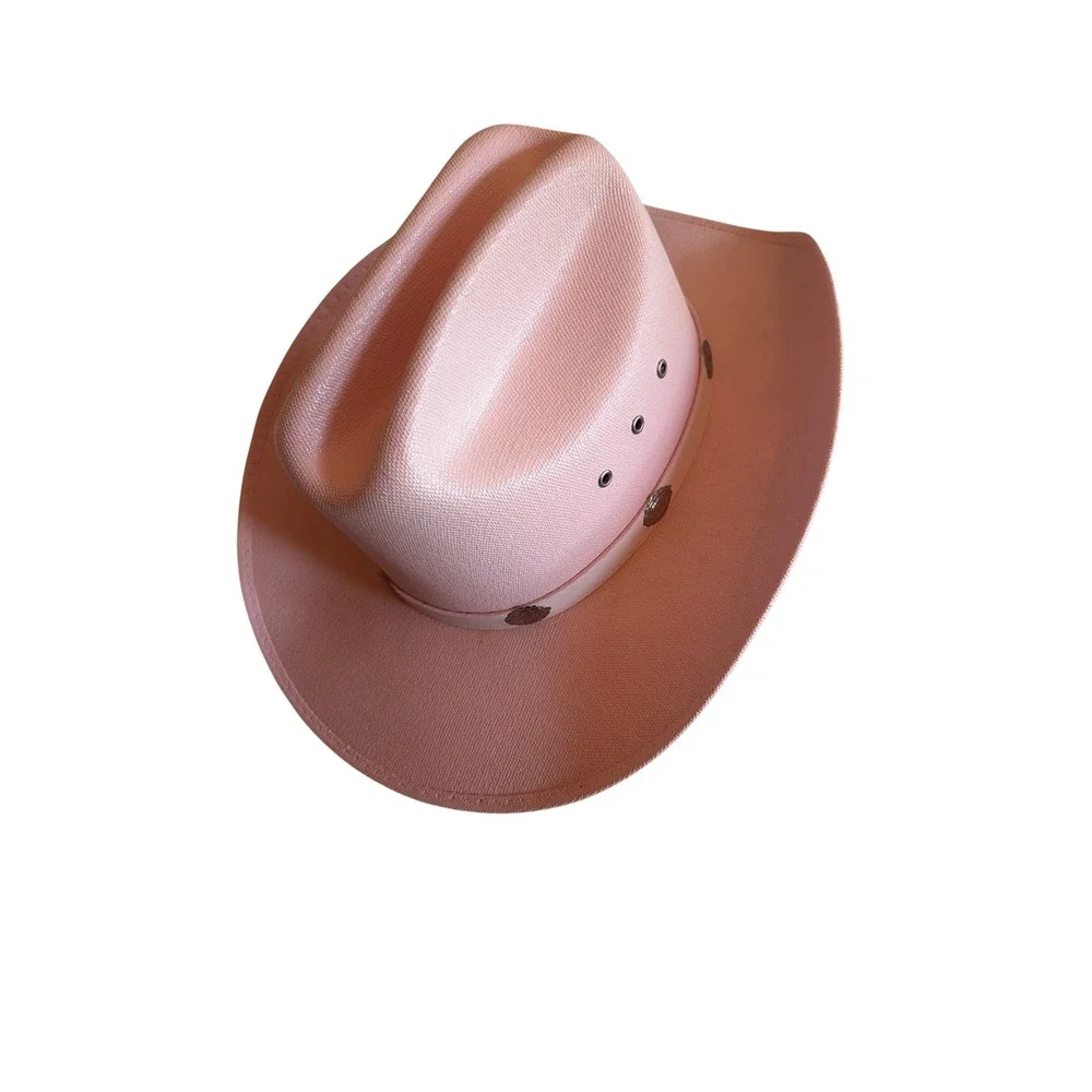 Cowboy Hat Pink Kids Straw Cattleman Silver Concho Western Made in Mexico